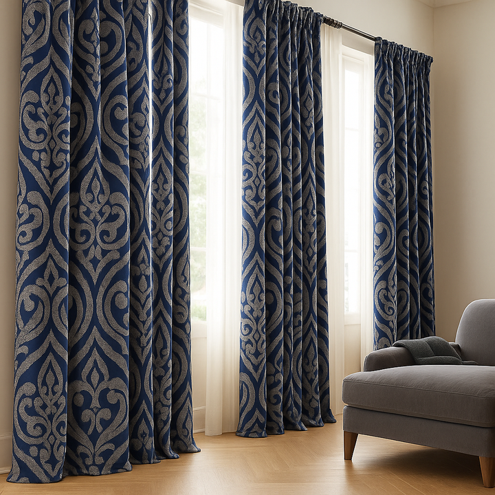 Luxury Linen Damask Jacquard Curtains – Made-to-Measure | Blackout / Cotton Lined