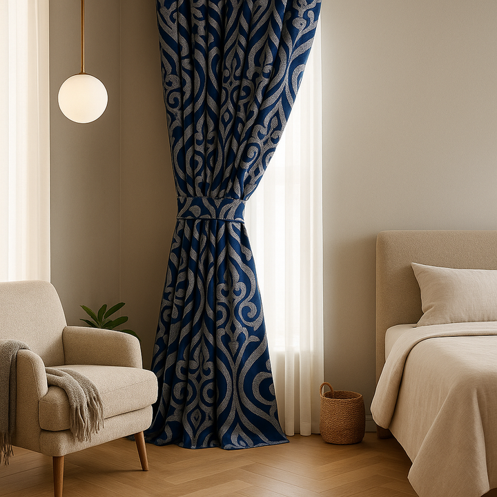 Luxury Linen Damask Jacquard Curtains – Made-to-Measure | Blackout / Cotton Lined
