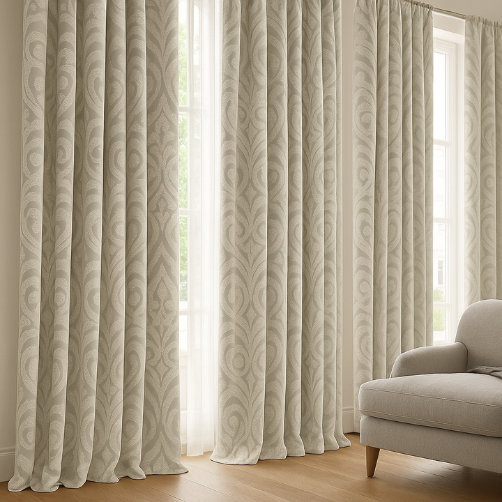 Luxury Linen Damask Jacquard Curtains – Made-to-Measure | Blackout / Cotton Lined