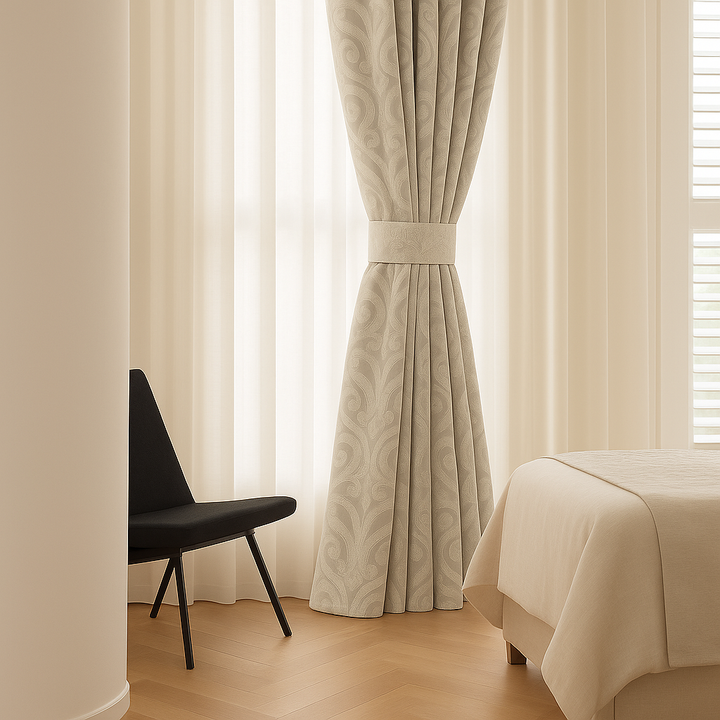 Luxury Linen Damask Jacquard Curtains – Made-to-Measure | Blackout / Cotton Lined