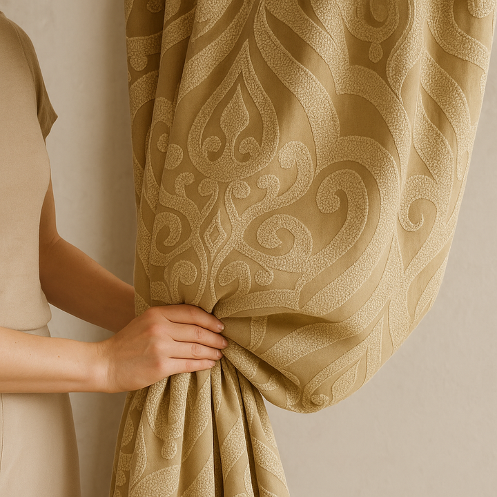 Luxury Linen Damask Jacquard Curtains – Made-to-Measure | Blackout / Cotton Lined
