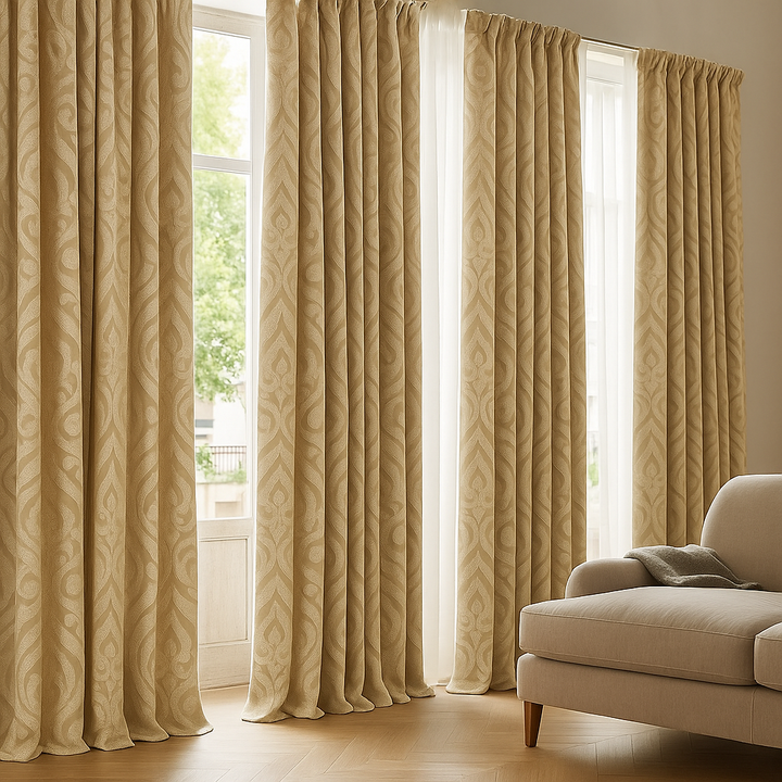 Luxury Linen Damask Jacquard Curtains – Made-to-Measure | Blackout / Cotton Lined