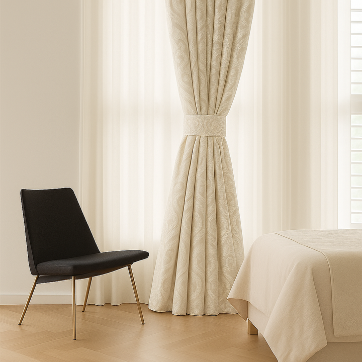 Luxury Linen Damask Jacquard Curtains – Made-to-Measure | Blackout / Cotton Lined