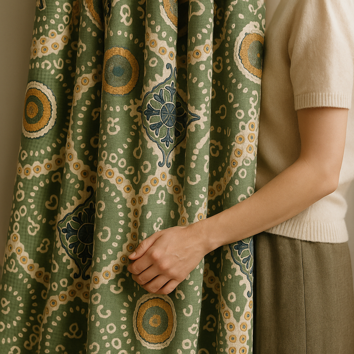 Luxury Suzani Embroidered GOTS Linen Curtains – Made-to-Measure | Blackout or Light-Filtering | Single Panel or Pair
