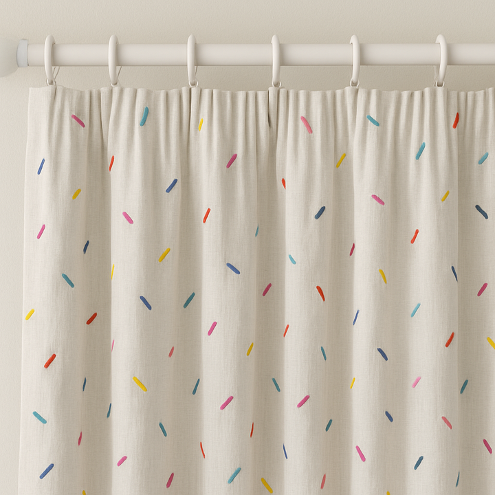 Luxury Linen Embroidered Curtains for Kids Room & Nursery – Single or Pair – Blackout & Light Filtering – Custom Sizes – Rod & Track Compatible