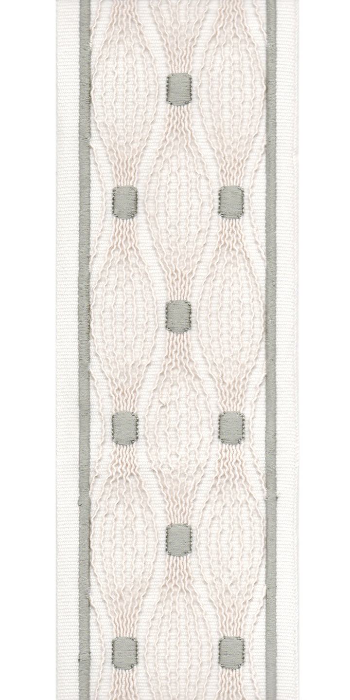 Embroidered Lace Trim | 10cm Wide Cotton Canvas | Delicate Openwork Pattern | Curtain, Cushion & Craft Trimming by the Metre Ivory Fog