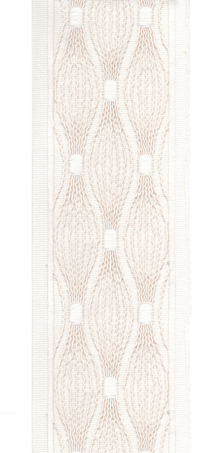 Embroidered Lace Trim | 10cm Wide Cotton Canvas | Delicate Openwork Pattern | Curtain, Cushion & Craft Trimming by the Metre Ivory Cream