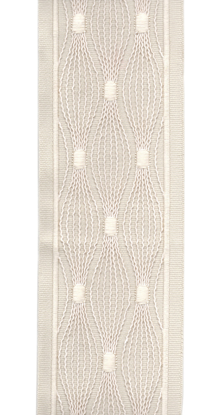 Embroidered Lace Trim | 10cm Wide Cotton Canvas | Delicate Openwork Pattern | Curtain, Cushion & Craft Trimming by the Metre Taupe Beige
