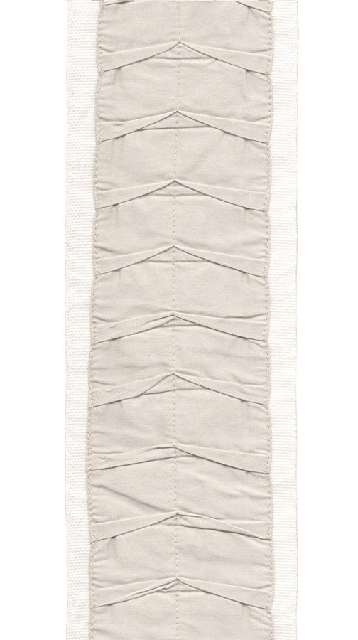 Textured Pleated Trim | 10cm Wide Cotton Canvas | Upholstery, Curtains & Crafts | Sold by the Metre Ivory Linen