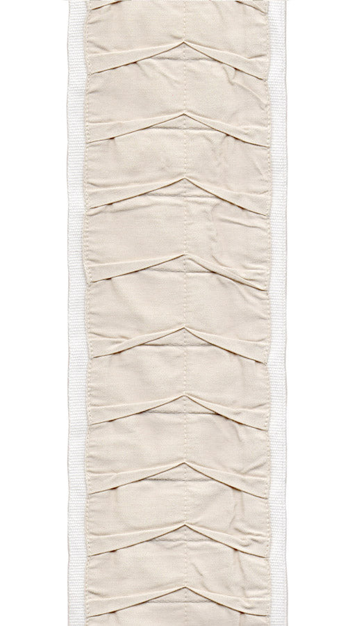 Textured Pleated Trim | 10cm Wide Cotton Canvas | Upholstery, Curtains & Crafts | Sold by the Metre Ivory Natural