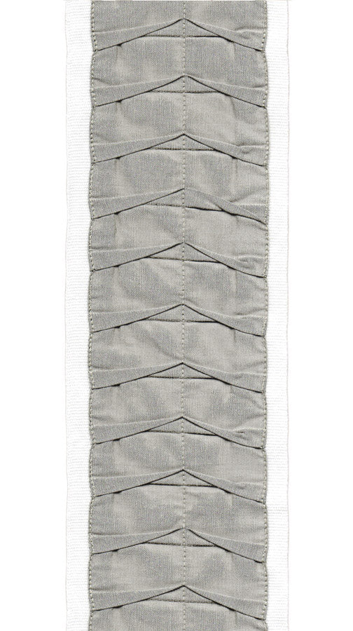 Textured Pleated Trim | 10cm Wide Cotton Canvas | Upholstery, Curtains & Crafts | Sold by the Metre Ivory Nickel