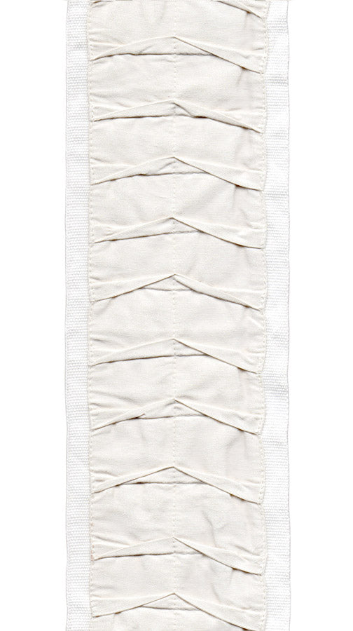 Textured Pleated Trim | 10cm Wide Cotton Canvas | Upholstery, Curtains & Crafts | Sold by the Metre Ivory on Ivory