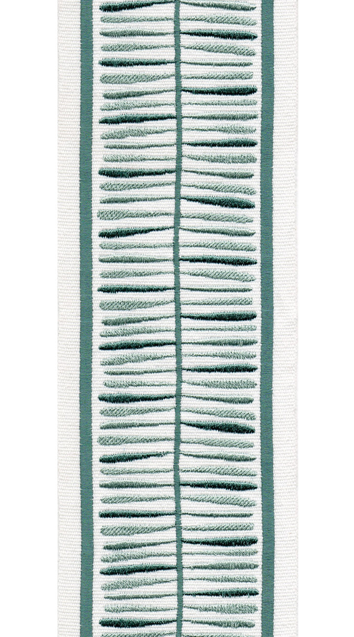 Wide Cotton Canvas Embroidered Trim Tape | 4 Inch (10.16cm) | 5 Colours | By The Metre Ivory Aqua