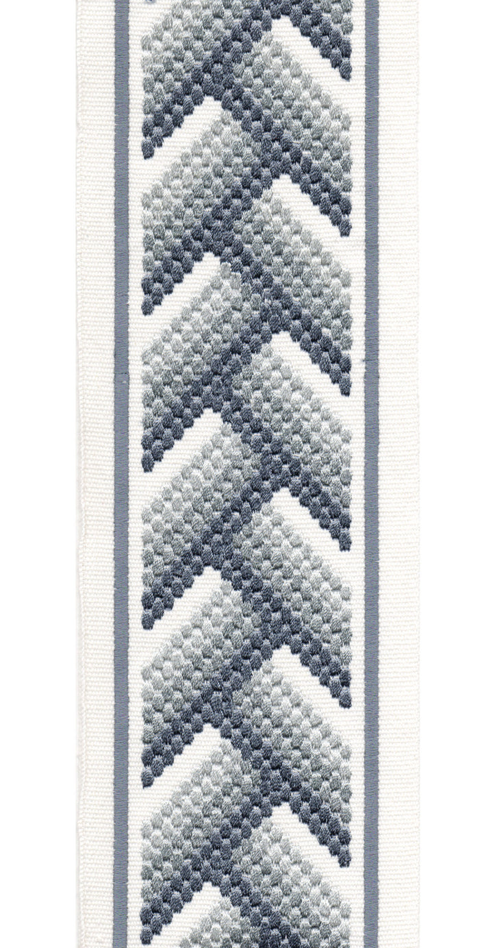 Embroidered Chevron Trim | 10cm Wide Cotton Canvas | Modern Geometric Design | Curtain, Cushion & Craft Trimming by the Metre Ivory Coal