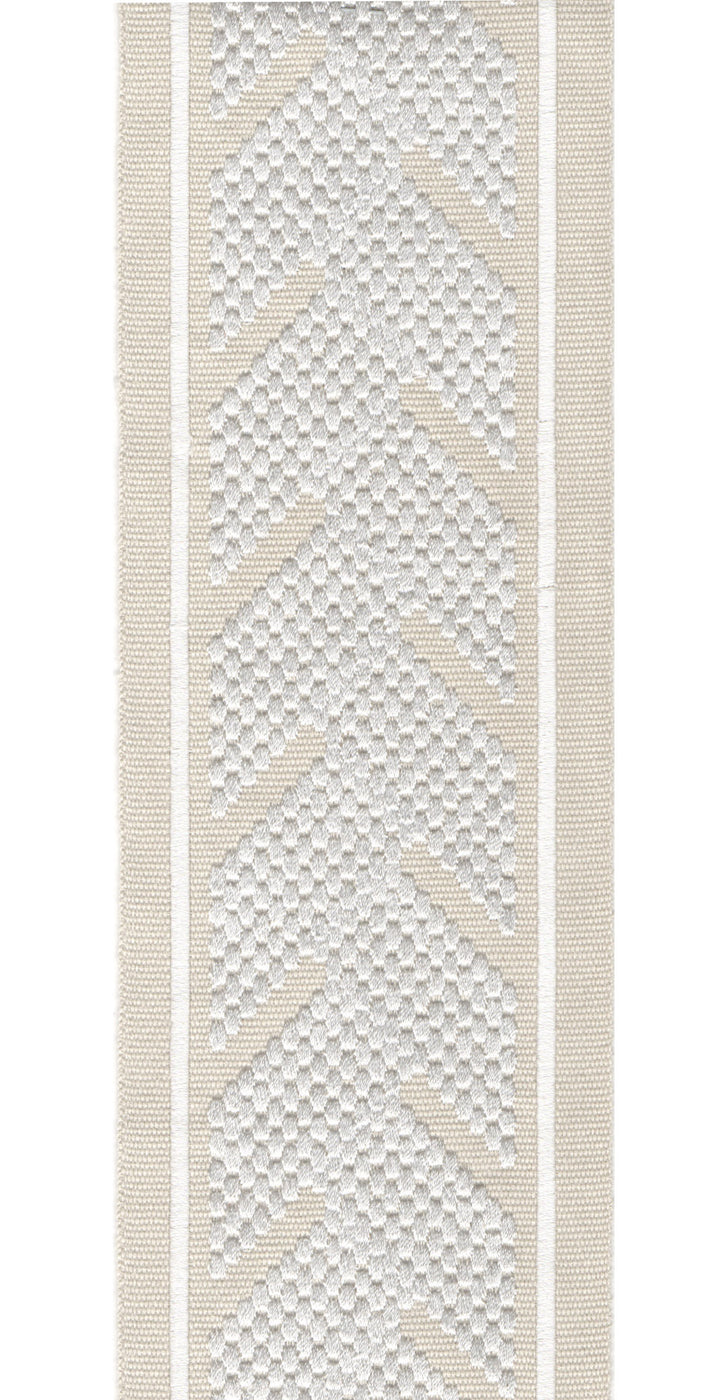 Embroidered Chevron Trim | 10cm Wide Cotton Canvas | Modern Geometric Design | Curtain, Cushion & Craft Trimming by the Metre Taupe Cream