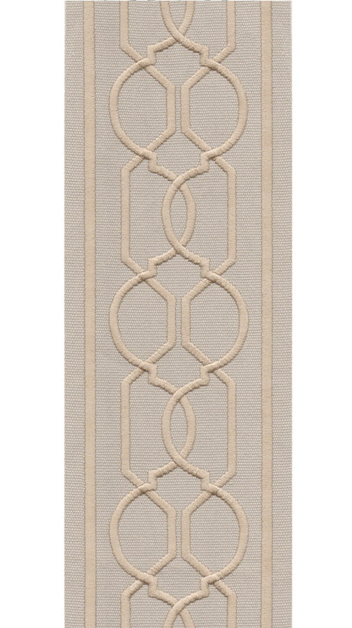 Geometric Embroidered Trim | 10cm Wide | Modern Design for Curtains, Cushions & Crafts | By the Metre Natural Copper