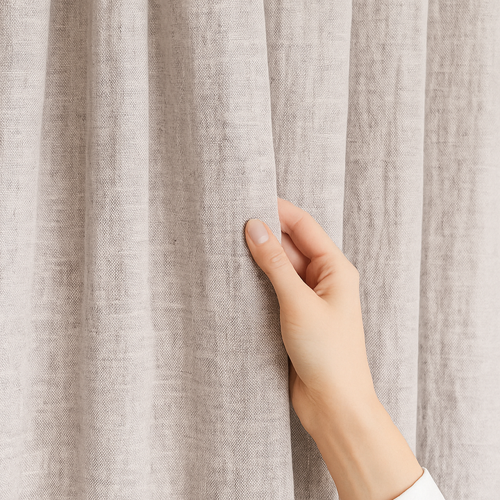 GOTS Certified Cotton Linen Curtains – 24 Colours – Light Filtering or 100% Blackout – Single or Pair - Custom Sizes