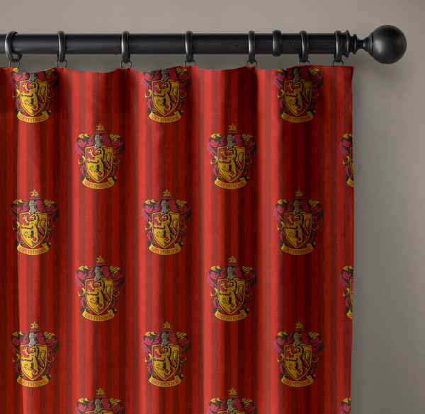 Harry Potter Gryffindor House Curtains | Kids Bedroom Decor | Organic Cotton Linen | Blackout Lining Option