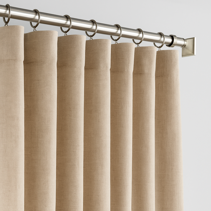GOTS Certified Cotton Linen Curtains – 24 Colours – Light Filtering or 100% Blackout – Single or Pair - Custom Sizes