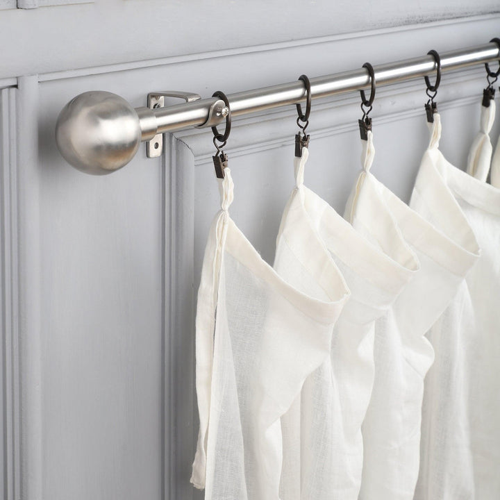 Silver Extendable Curtain Pole | 19mm | Oval Finials | 61-366cm