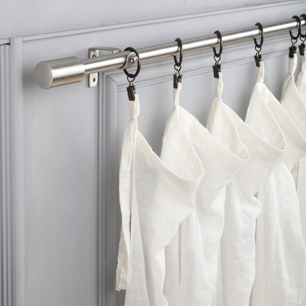 Silver Extendable Curtain Pole | 19mm | Minimalist Finials | 61-366cm