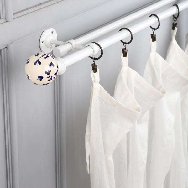 White Double Curtain Pole | Swirl Finials | Rustproof | 25KG Load | Modern Style