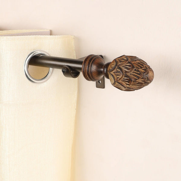 Black Extendable Curtain Pole | 25mm | Pineapple Finials | 61-366cm