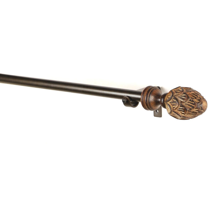 Black Extendable Curtain Pole | 25mm | Pineapple Finials | 61-366cm