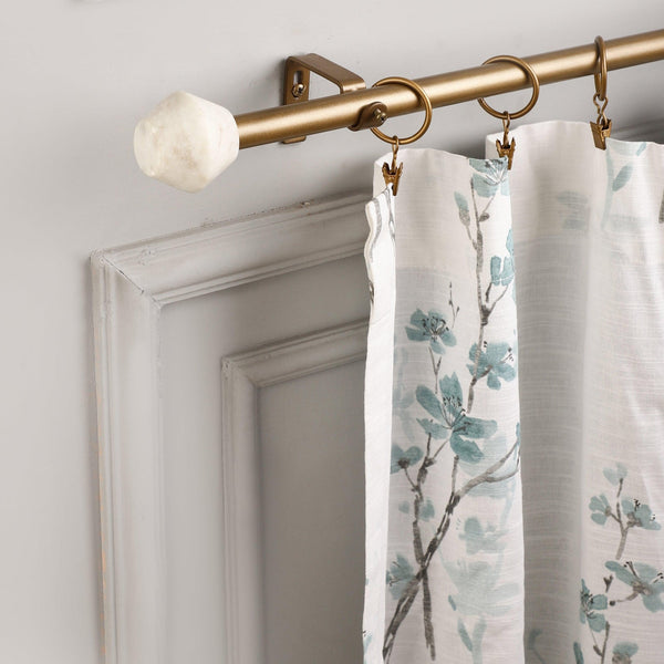 Gold Extendable Curtain Pole | 19mm | Marble Finials | 61-366cm