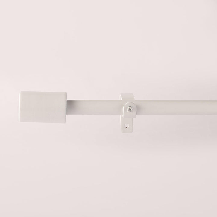 White Extendable Curtain Pole | Textured Finials | 61-366cm