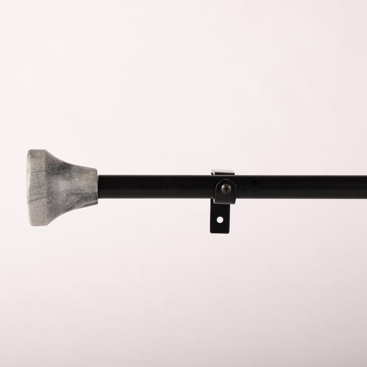 Black Extendable Curtain Pole | Marble Finials | 61-366cm