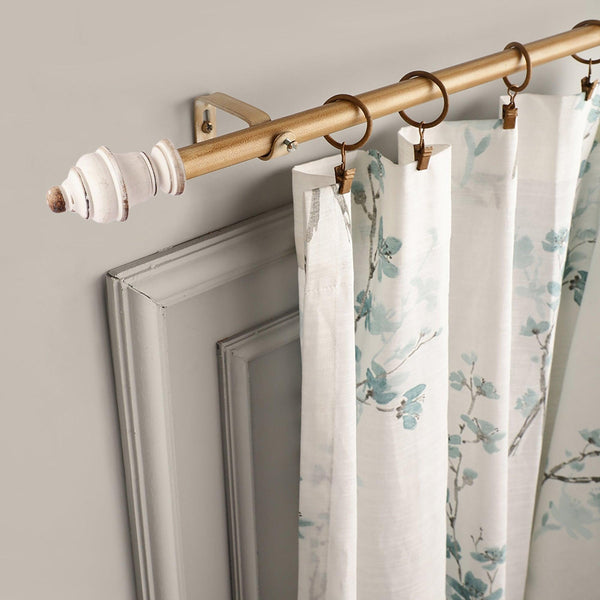 Beige Extendable Curtain Pole | 19mm | Ornate Finials | 61-366cm