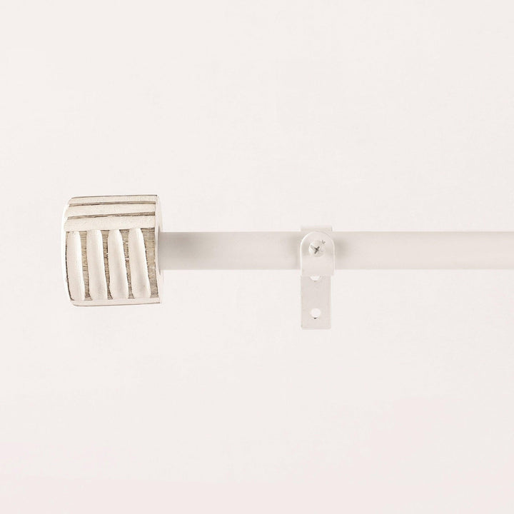 White Extendable Curtain Pole | 19mm | Wooden Finials | 61-366cm