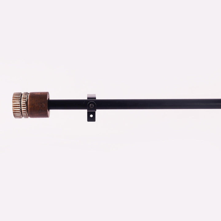 Black Extendable Curtain Pole | 19mm | Wooden & Metal Finials | 61-366cm