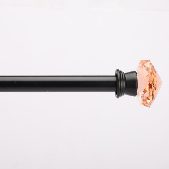 Black Extendable Curtain Pole | 19mm | Coral Glass Finials | 61-366cm