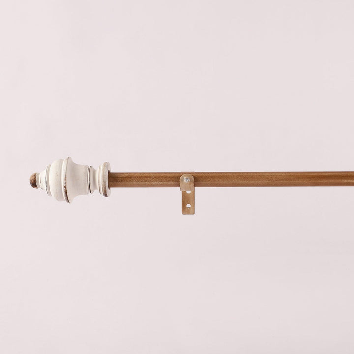 Beige Extendable Curtain Pole | 19mm | Ornate Finials | 61-366cm