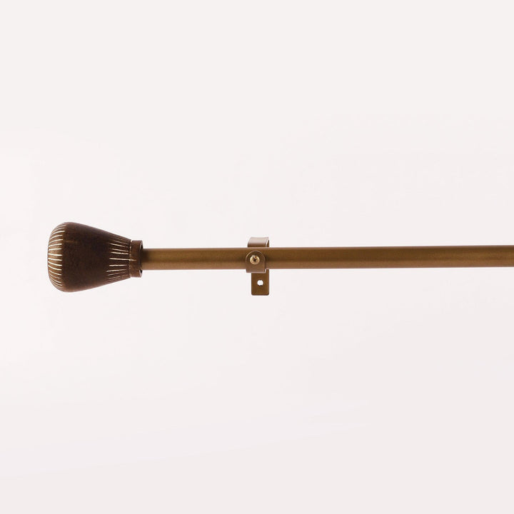Gold Extendable Curtain Pole | 19mm | Wooden Finials | 61-366cm
