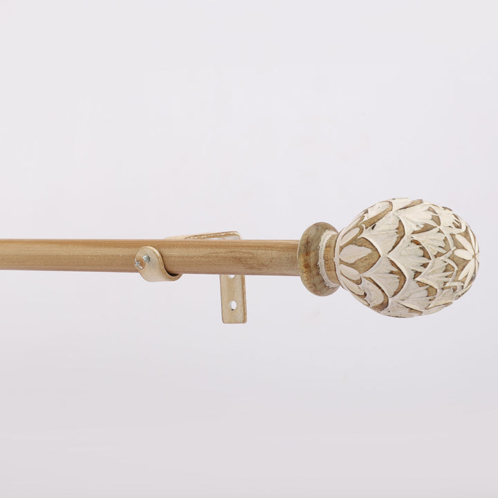 Gold Extendable Curtain Pole | 19mm | Ornate Carved Finials | 61-366cm