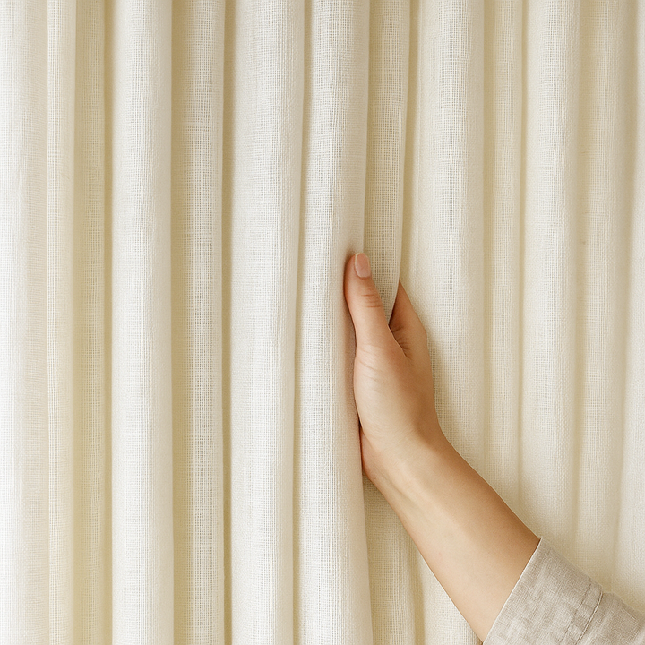 GOTS Certified Cotton Linen Curtains – 24 Colours – Light Filtering or 100% Blackout – Single or Pair - Custom Sizes