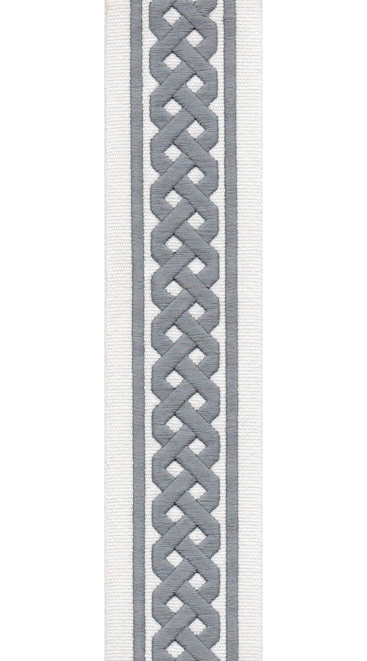 Braid Pattern Cotton Canvas Trim | 2.5 Inch / 6.35cm Plait Border Tape | By The Metre Ivory Ash
