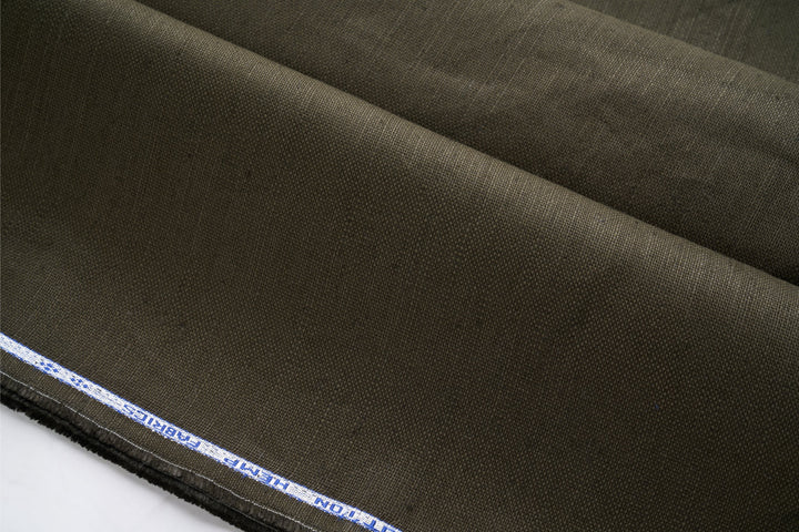 Organic Hemp Fabric - Dark Olive Green | 240gsm | Durable & Versatile