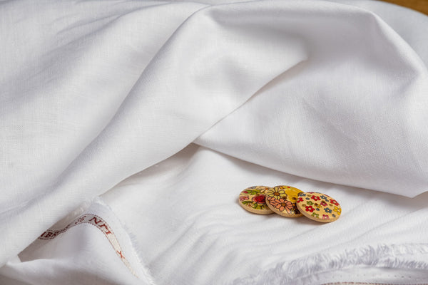 White Hemp Fabric | 100% Organic, 145gsm, 147cm Wide | Curtains, Clothing, Table Linen | GOTS Certified