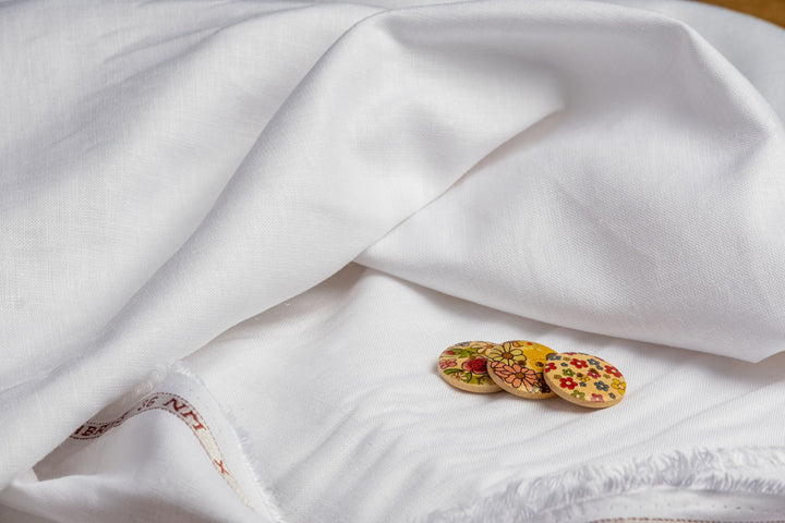 White Hemp Fabric | 100% Organic, 145gsm, 147cm Wide | Curtains, Clothing, Table Linen | GOTS Certified