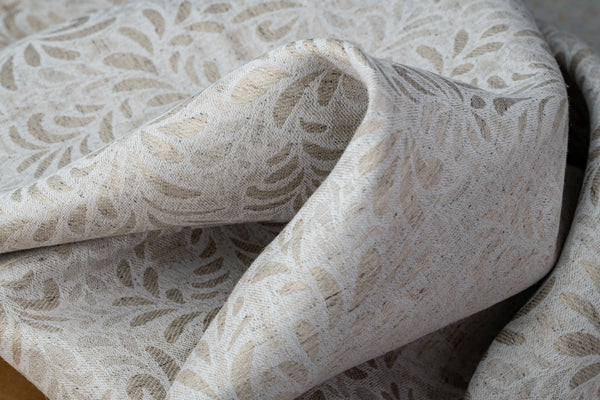 Organic Hemp Fabric - Floral Jacquard | Natural | Textured Weave | 145gsm