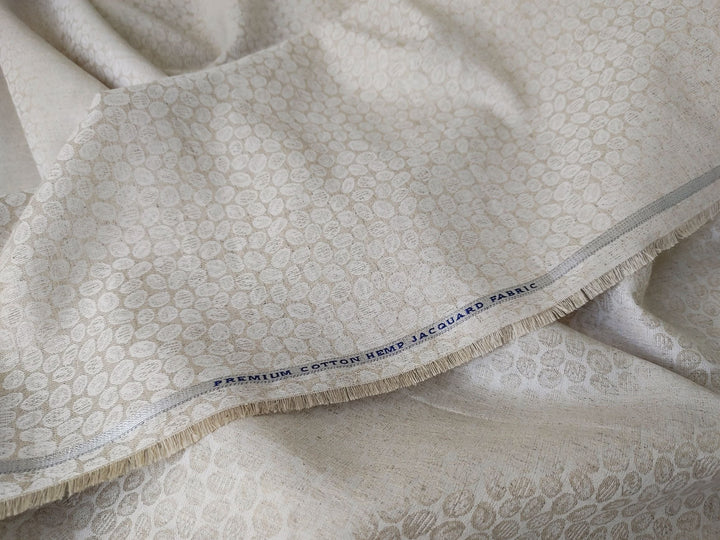 Organic Hemp Fabric - Natural | Small Stones Jacquard | 145gsm | Textured Weave