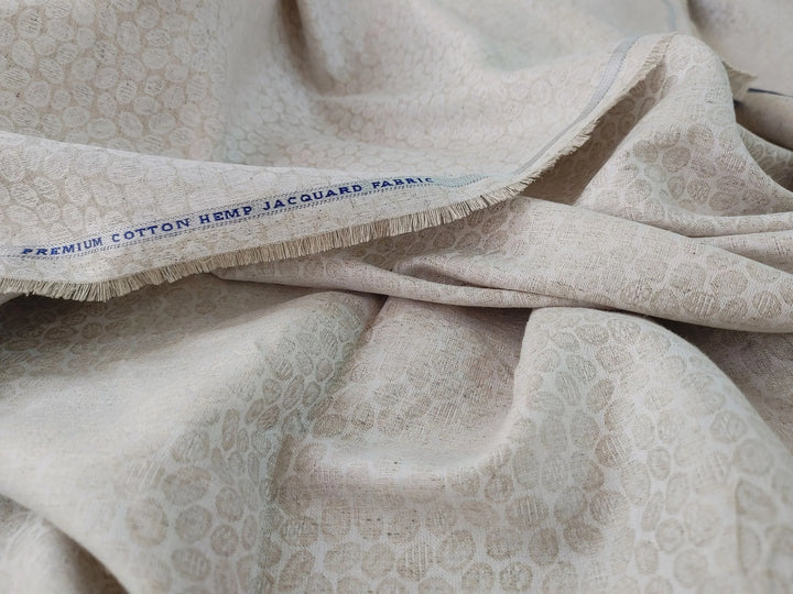 Organic Hemp Fabric - Natural | Small Stones Jacquard | 145gsm | Textured Weave