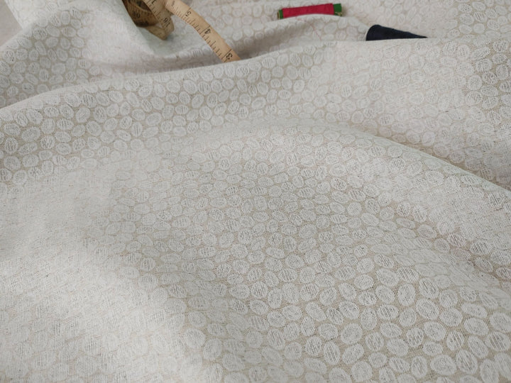 Organic Hemp Fabric - Natural | Small Stones Jacquard | 145gsm | Textured Weave
