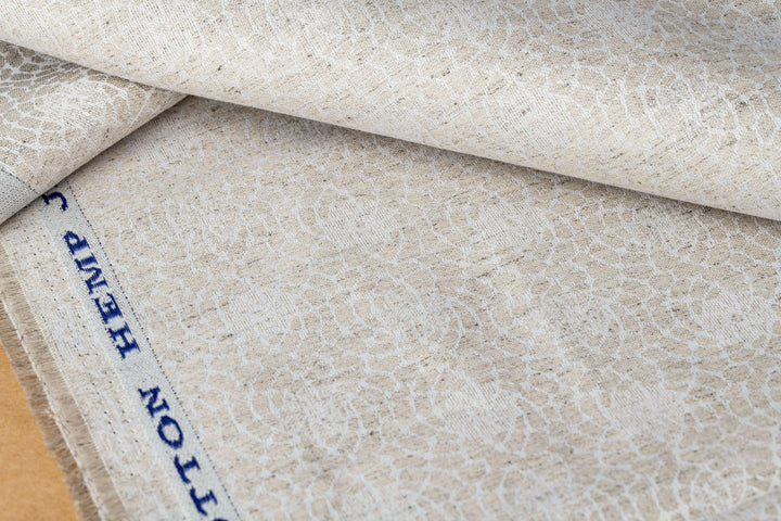 Organic Hemp Fabric - Natural | Mosaic Pattern | 145gsm | Textured Weave