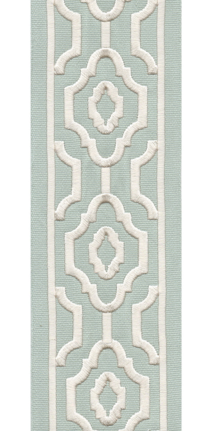 Geometric Embroidered Trim | 10cm Wide Cotton Canvas | Modern Moroccan Design for Curtains, Cushions & Crafts | By the Metre