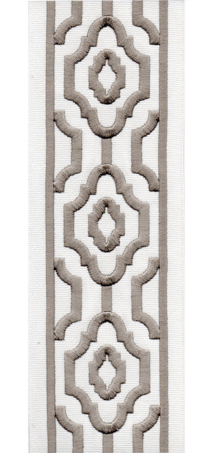 Geometric Embroidered Trim | 10cm Wide Cotton Canvas | Modern Moroccan Design for Curtains, Cushions & Crafts | By the Metre